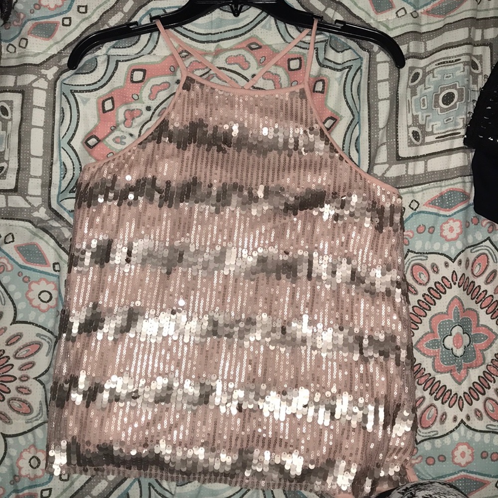 cute and stylish champagne colored sequence blouse